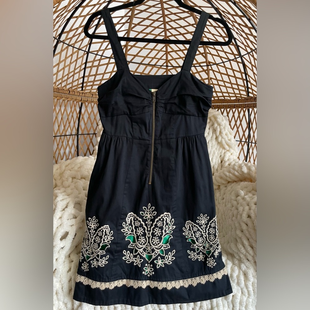 Anthropologie Floreat Black Embroidered dress size 2